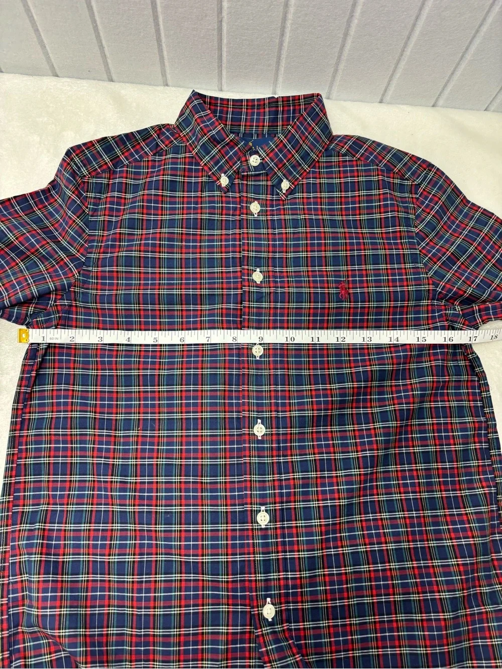 Ralph Lauren BOY Red & Blue Plaid Button-Down Shirt Size M (10-12)